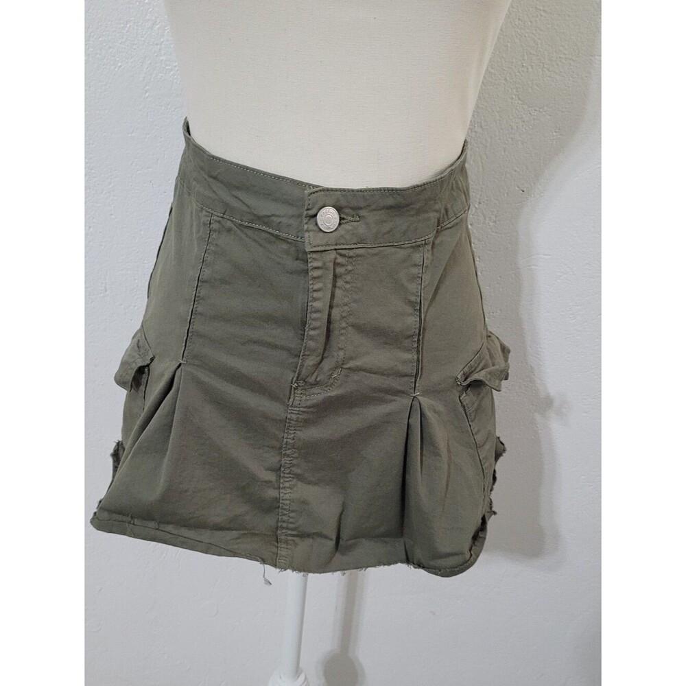 Pacsun High Waisted Cargo Micro Mini Skirt Olive Pockets Street Wear Utility Y2k